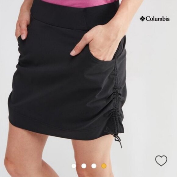 COLUMBIA Anytime Casual Skort XL Black Shorts w/ Skirt Overlay Ruched Pull Cord - Picture 11 of 11